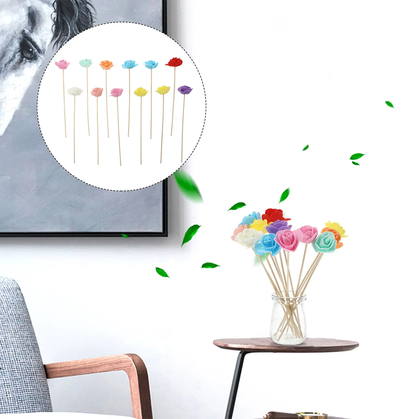 12 White Reed Diffuser Sticks High Quality Pe Porous Aromatherapy Sticks for Home Hotel Coffee Purifying Aroma Diffuser