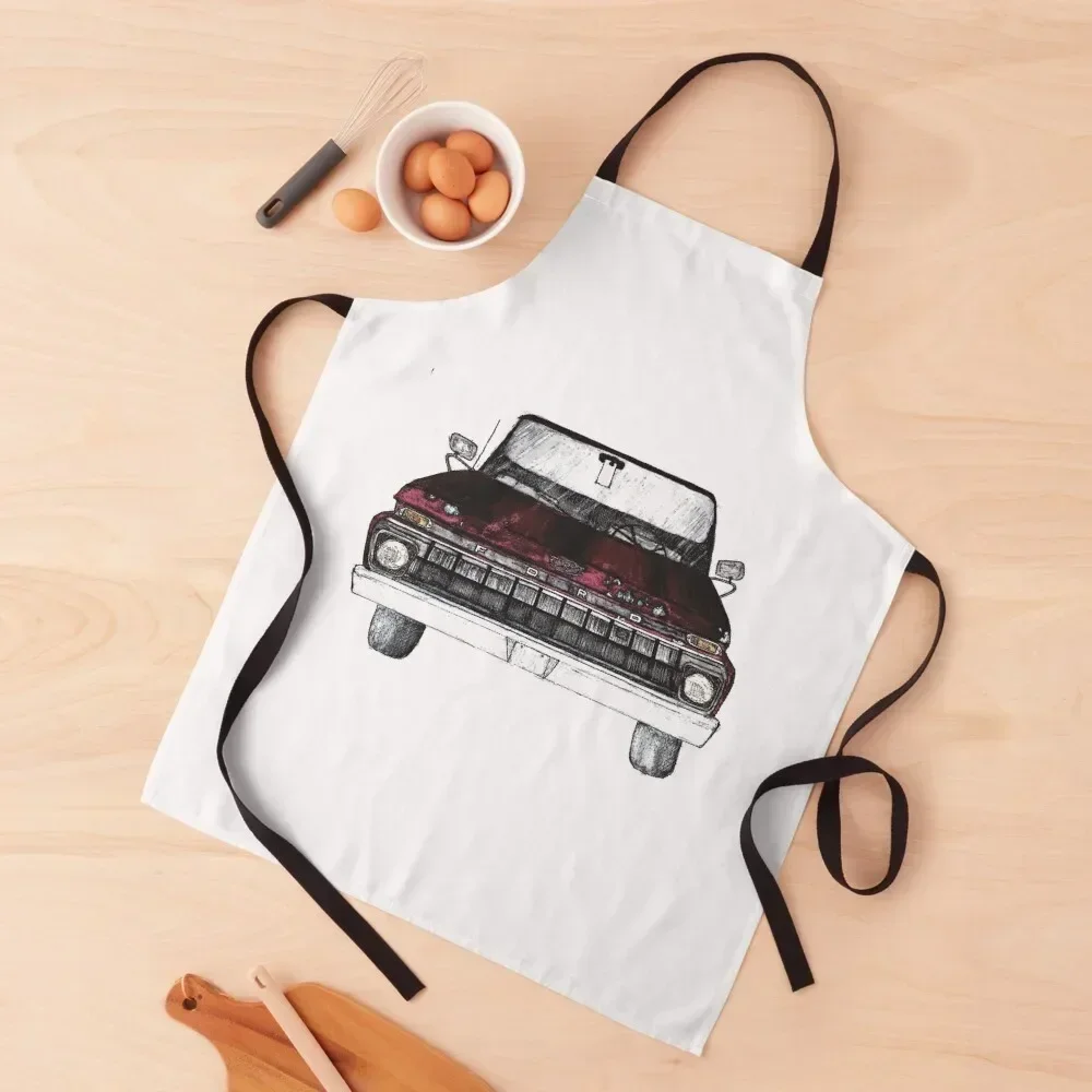 

vintage red truck (1965) Apron For Hairdresser All For Kitchen And Home Waterproof Kitchen For Women Korean Apron