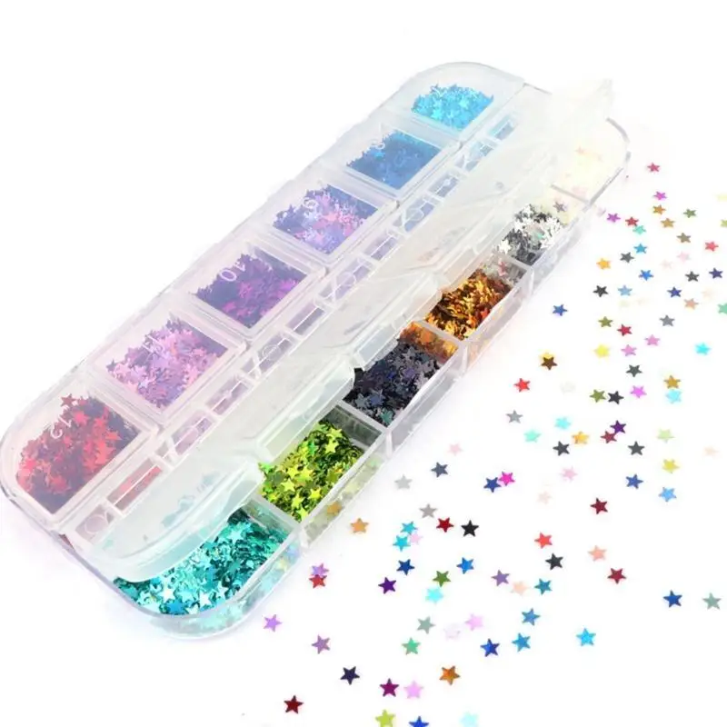 

31BB звезды в форме флуоресцентных блесток голографические блестящие хлопья светятся в темноте DIY форма для смолы эпоксидная