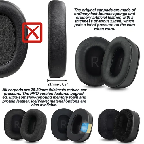 Imagen 2 del producto Almohadillas para auriculares Sony MDR-V6 V7 7506 CD900ST ZX770BN ZX780DC WH-CH700N, XB900N almohadillas de repuesto cubiertas de memoria esponja