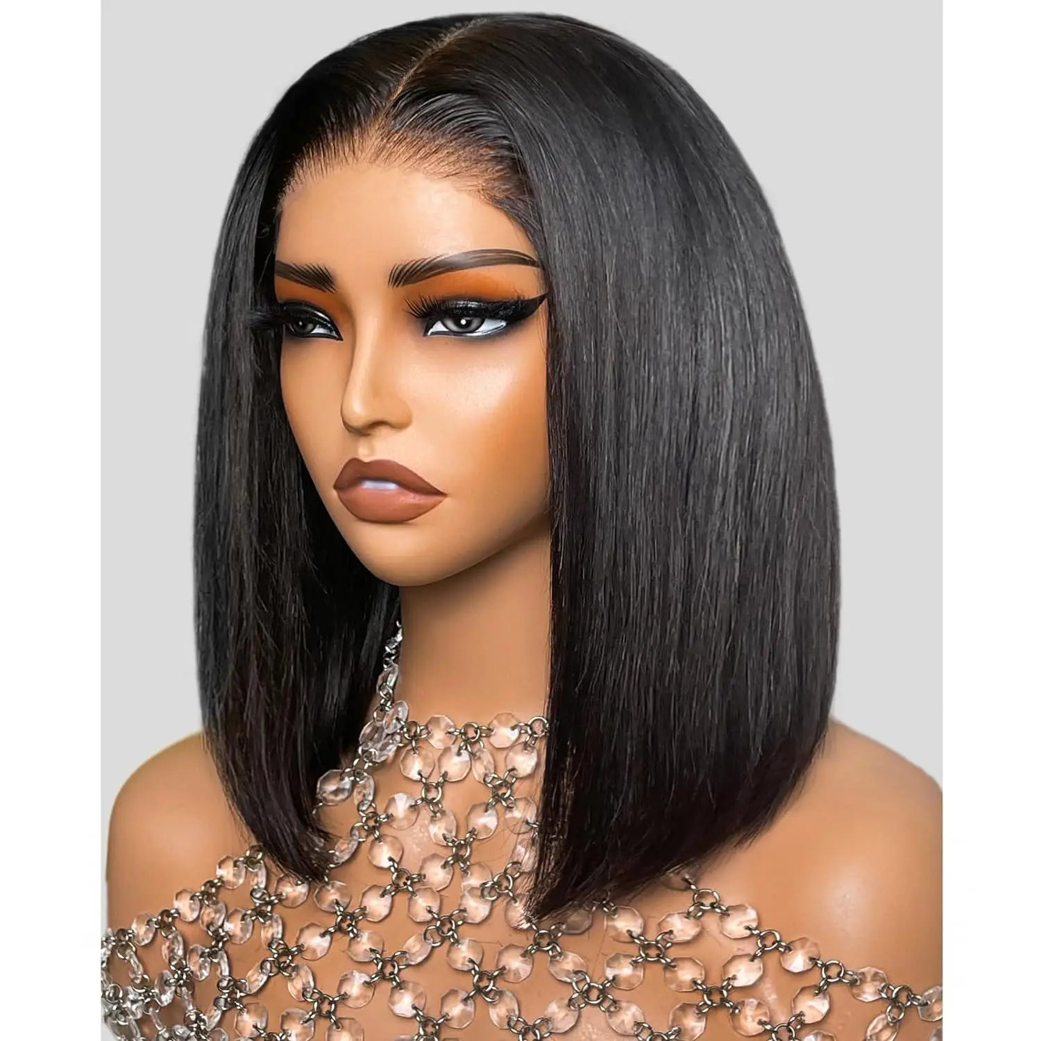 Arabella Hair 12Inch 6X6 Bob Wig Human Hair Real 210% Density Ready To Go Glueless Wig 12A Straight Bob Wigs Human Hair Pre Cut