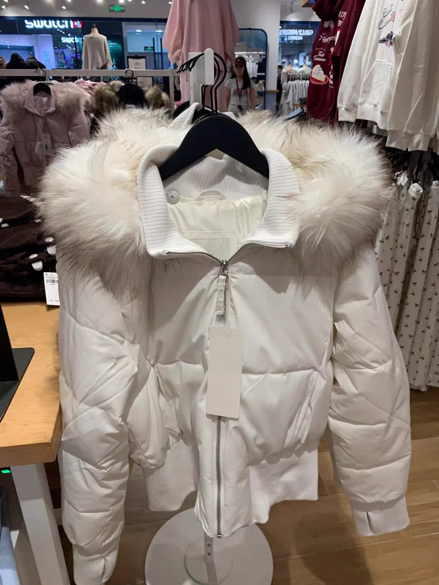 

Winter Thickened Women's Cotton Jacket Hooded Fur Collar Bread Style Clothing Pure Color Korean Version Slim Fit Commute