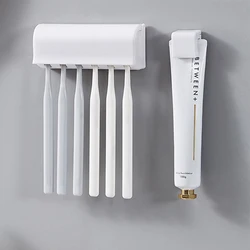 Punch-free Wall-mounted Toothbrush Holder Toothpaste Storage Rack Bath Organizer Bathroom Accessories