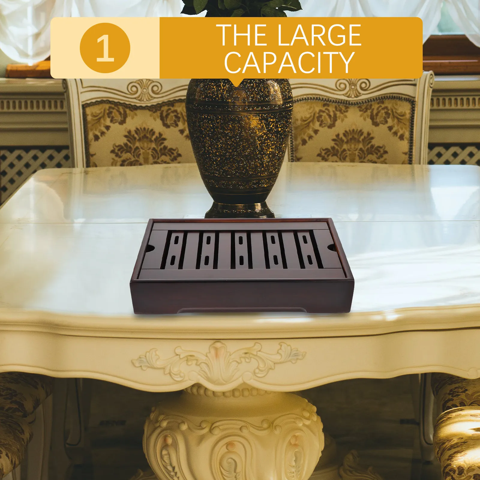 

1 шт. бамбуковый чайный поднос прямоугольный, большой вместимости, с противоскользящей съемной панелью, для дома и ресторана