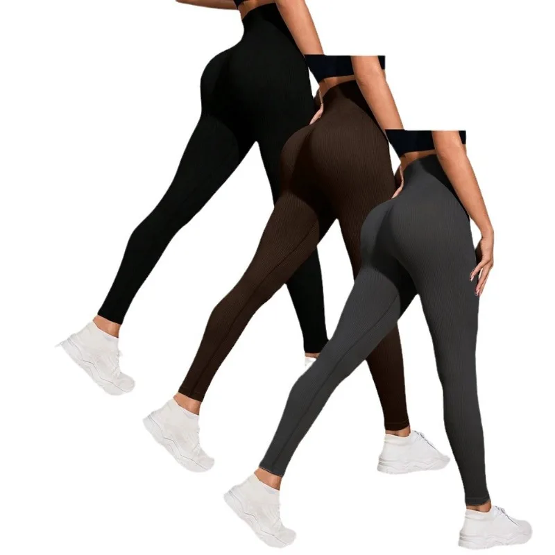 Women Seamless Thread Yoga Leggings High Waist Hip Lifttings Gym Trainning Fashion Solid Leggings Outdoor Cycling Slim Tights