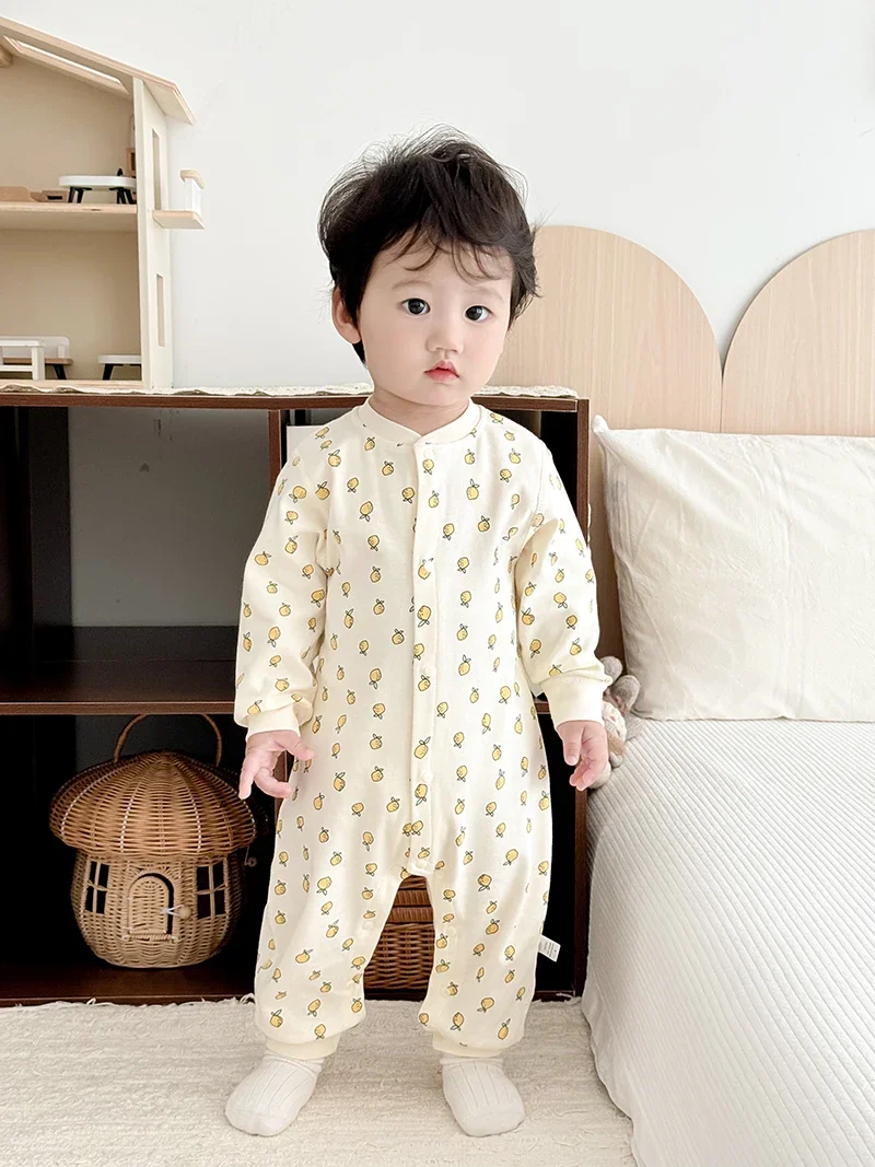 

2024 Autumn Baby Clothes Lemon Print Rompers 0-2Y Newborn Cotton Jumpsuit Skin-friendly Homewear Infant Sleepwear