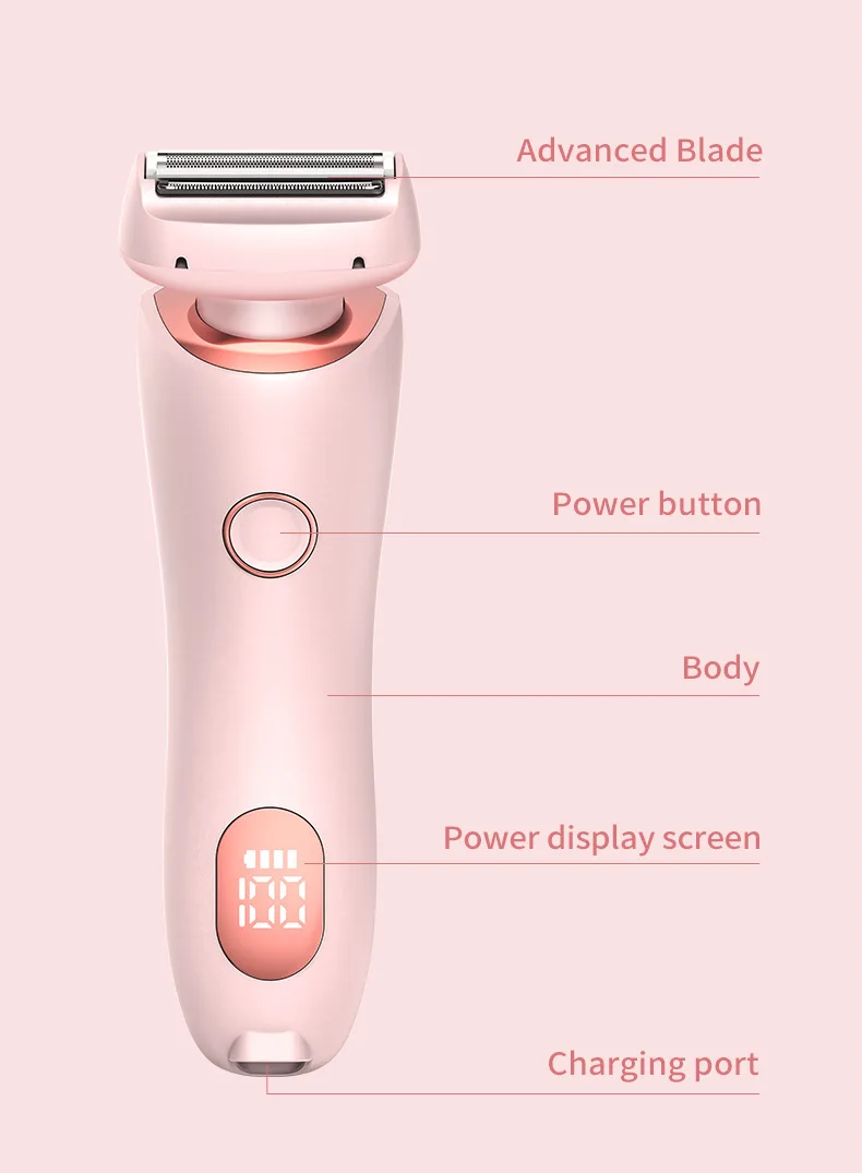 2-in-1-Damenrasierer, elektrischer Damenrasierer, wasserdichter Bikini-Gesichtstrimmer, schmerzlose Haarentfernung für Mädchen, Unterarm, Bein, Körper, Arm – Detail 11