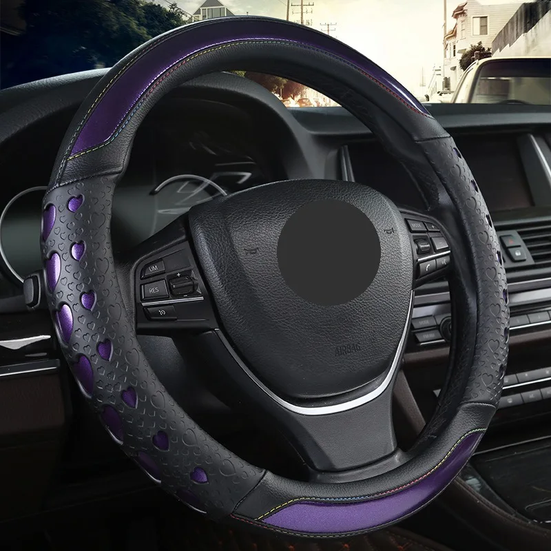 37-38CM Car Steering Wheel Cover Non-slip PU Leather for Toyota Corolla Camry Rav4 Auris Prius Yalis Avensis auto accessories