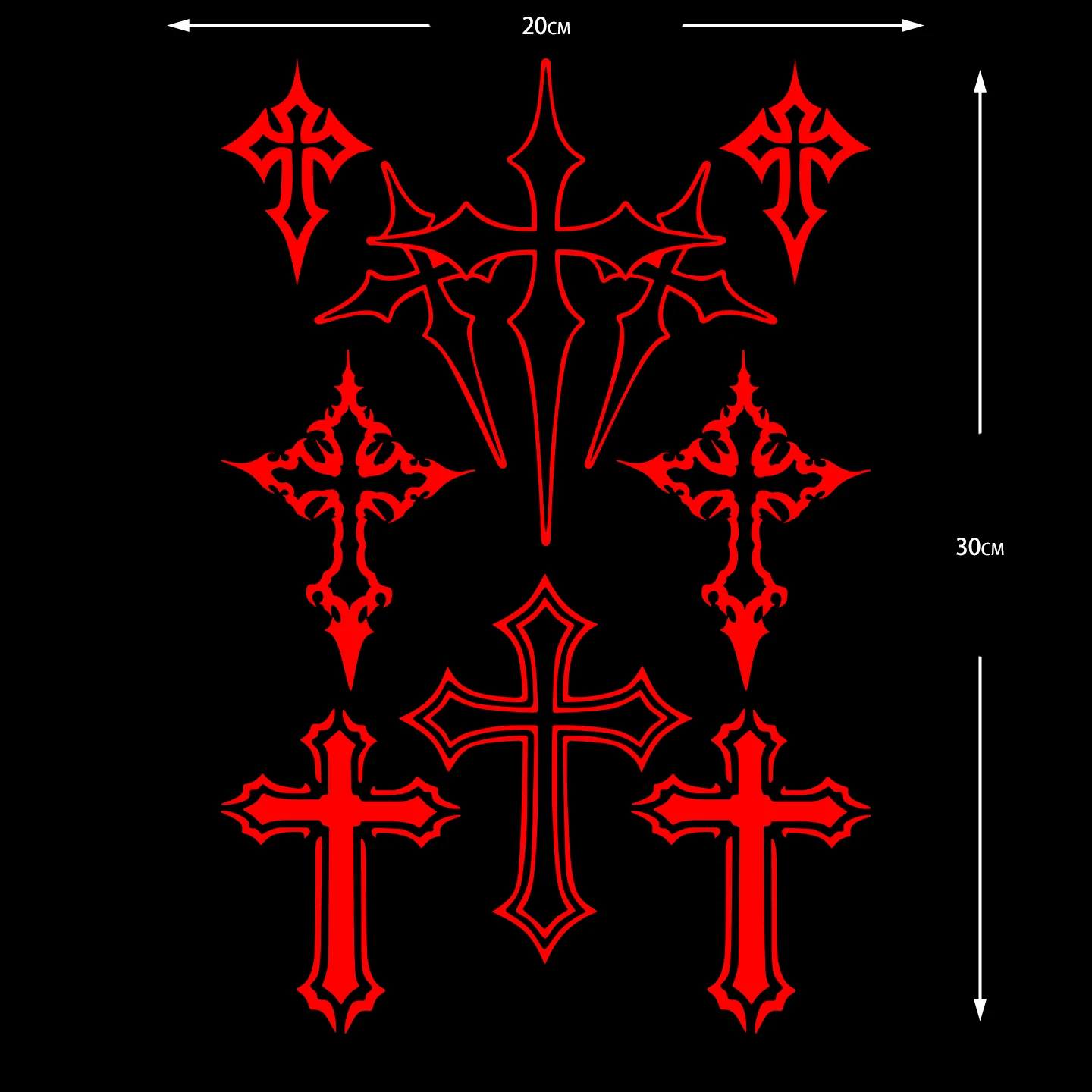8 Stück/1 Set Mehrfache Kreuz-Aufkleber für Motorräder, Roller, Helm, Verkleidung, Kraftstofftank, Vinyl-Zubehör, Dekorfolien
