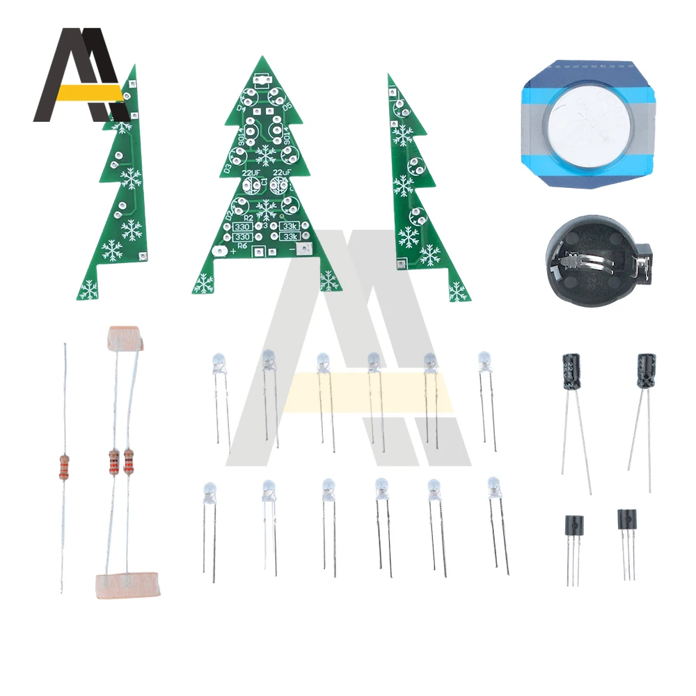 DIY Choinka 3D Color Flash Kit Praktyka lutowania Elektroniczny zestaw montażowy LED PCB