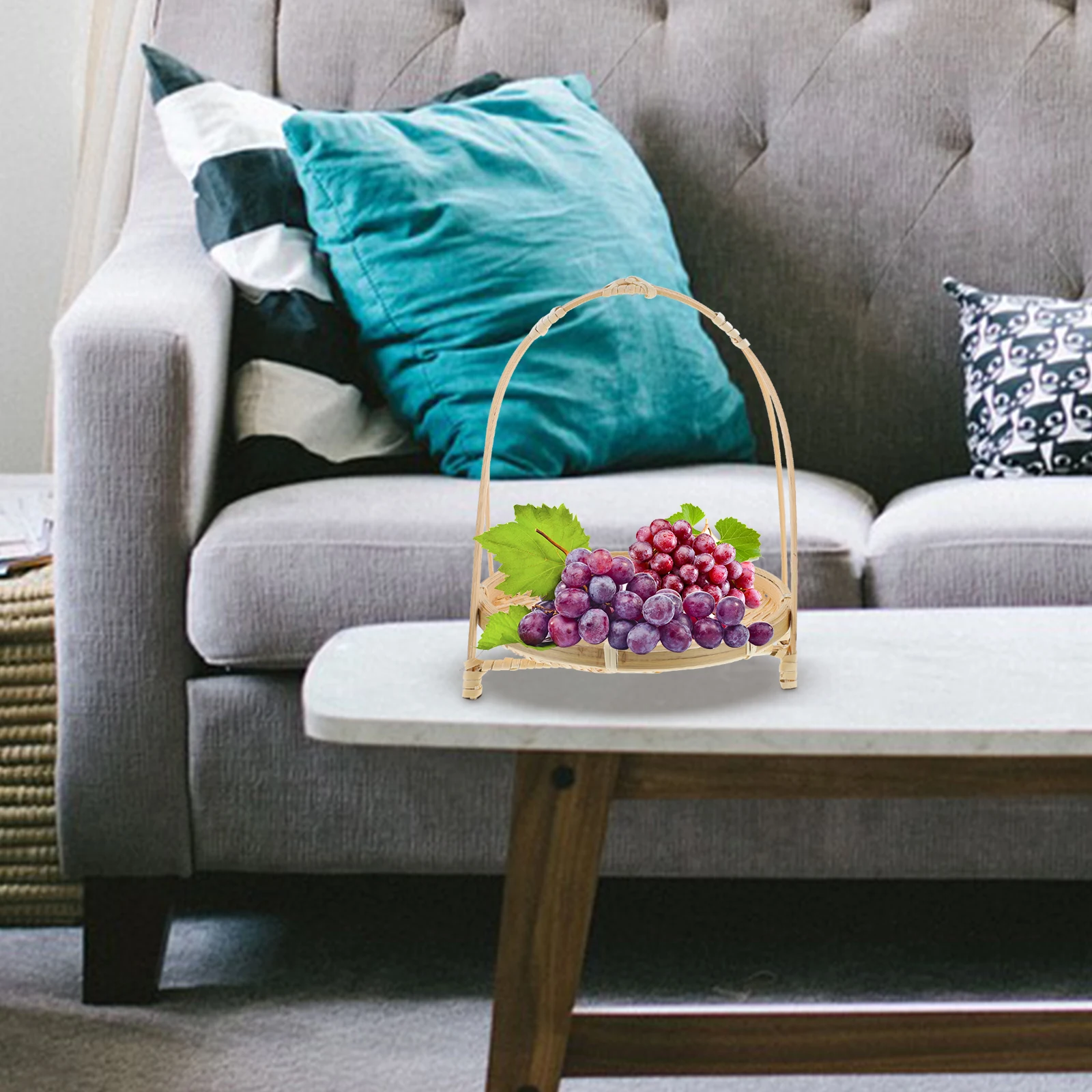 

Handwoven Bamboo Basket Versatile Snack Fruit Storage Elegant Design Compressive Strength Decorative Functional Desktop