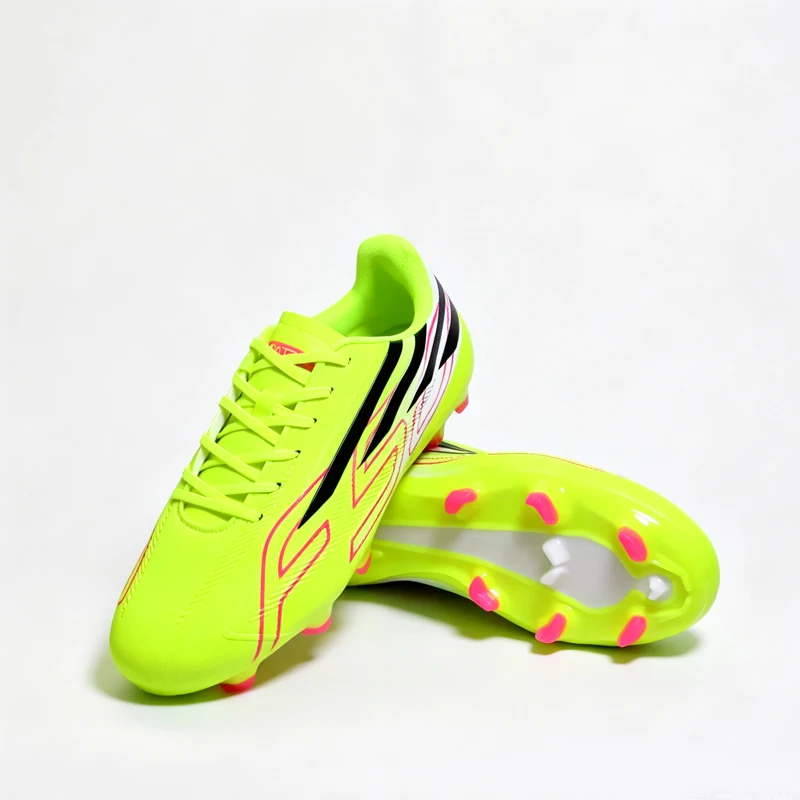 Fluorescent-yellow Mens Soccer Shoes Boys TF/FG Training Football Sneakers for Youth Turf Soccer Cleats Chuteira Campo 35-45