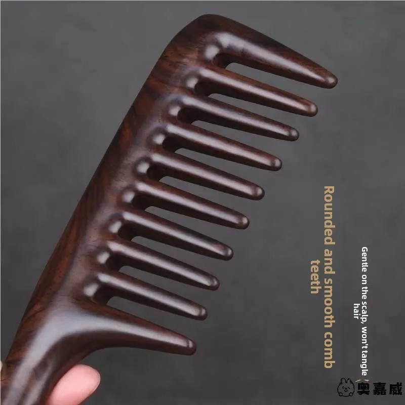 

Large Tooth Comb Hair Curling Comb Professional for Permed Hair Black Ebony Anti-Static Hair Comb Massage Comb for Home Use W...