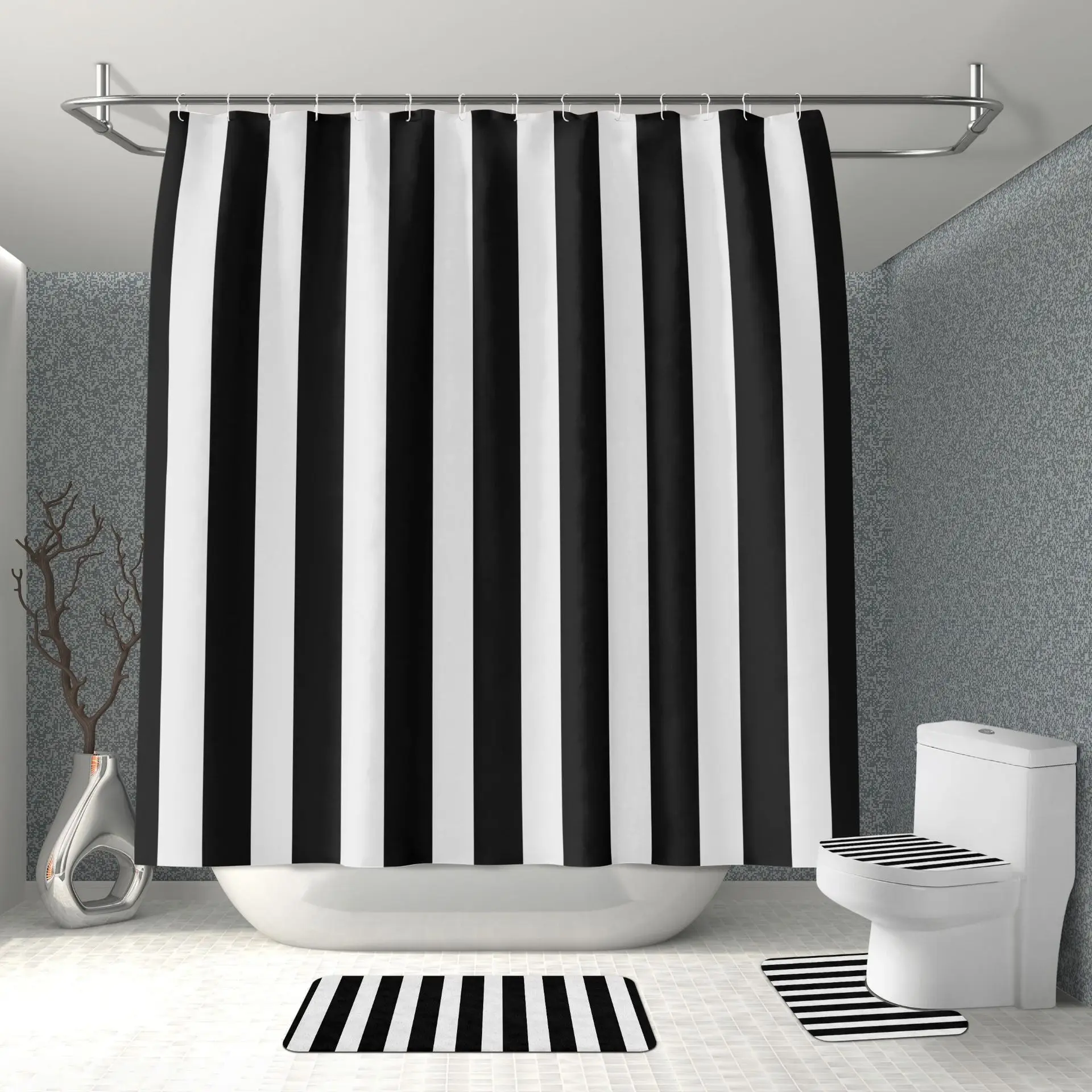 Household Waterproof Piano Shower Curtain For Bathroom Durable Mildew Proof Bath Curtain Geometric Bathtub Curtains Home Decor