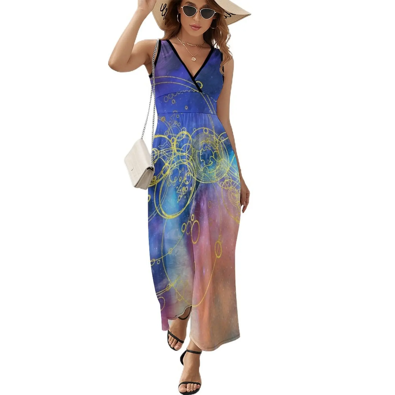 

Time Lord Writing (vortex hues) Sleeveless Dress Aesthetic clothing summer dress women dress