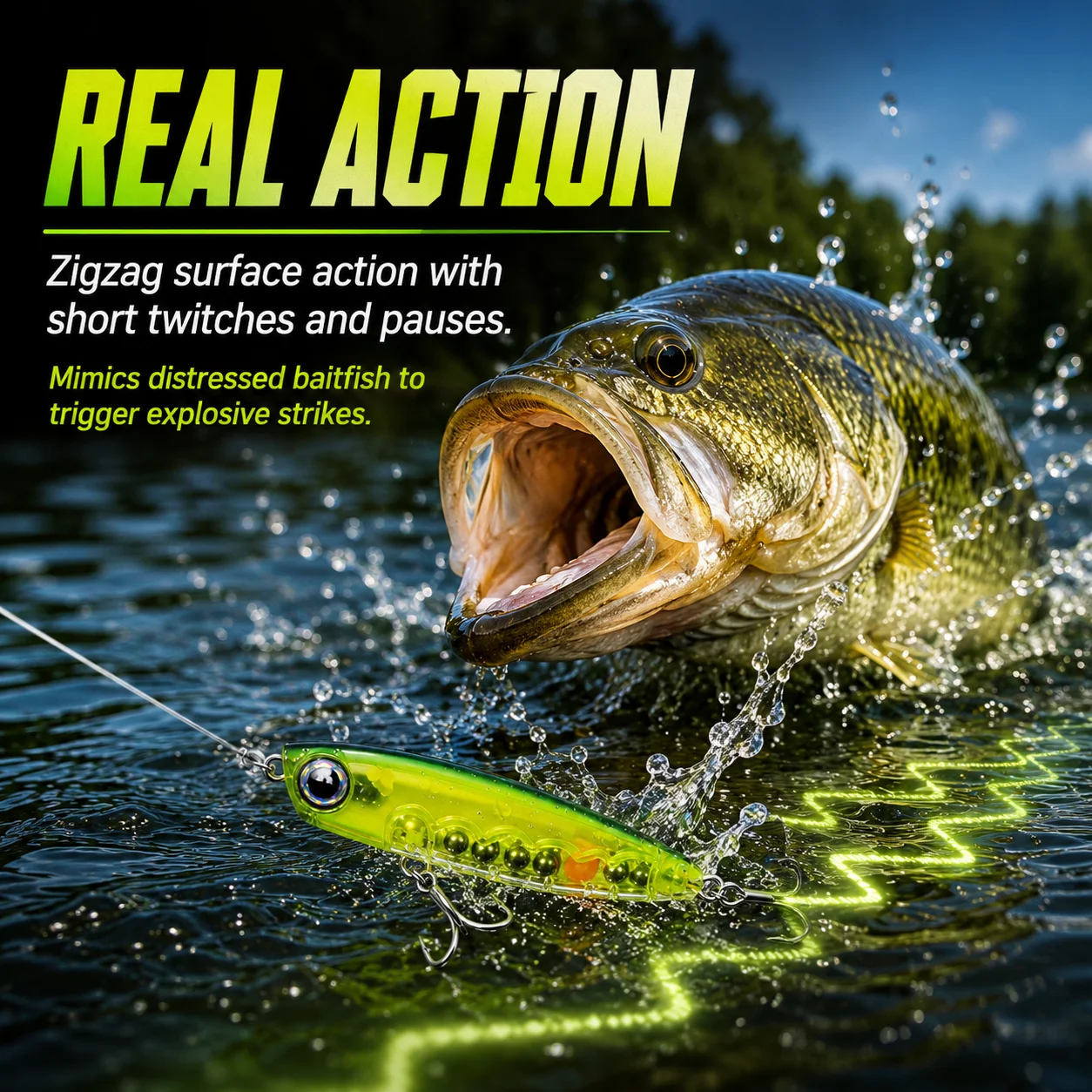 ZUKIBO Topwater Pencil Lure Schwimmender Hartköder Walk The Dog Mini Missile BFS Ultraleichter Köder für Barsch, Forelle, Chub und Culter – Detail 4