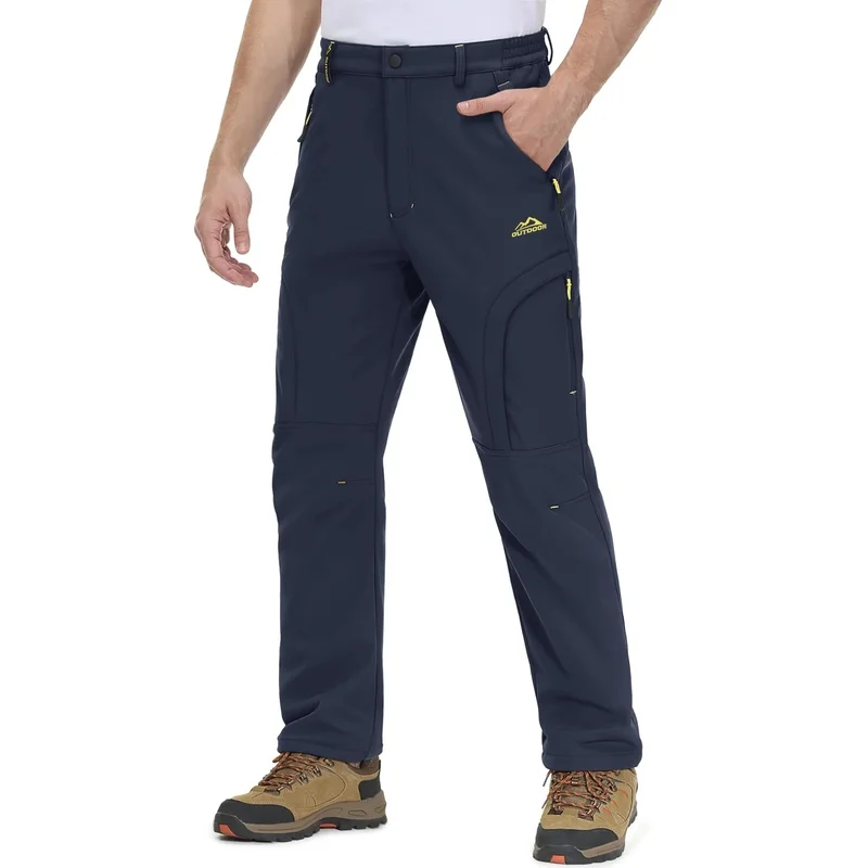 Men'S Winter Heat Trapping Pants - 5-Zip Pockets, Fleece Lined, Water Resistant, Snow Ski Hiking Outdoor Pants, Heat Trapping Me