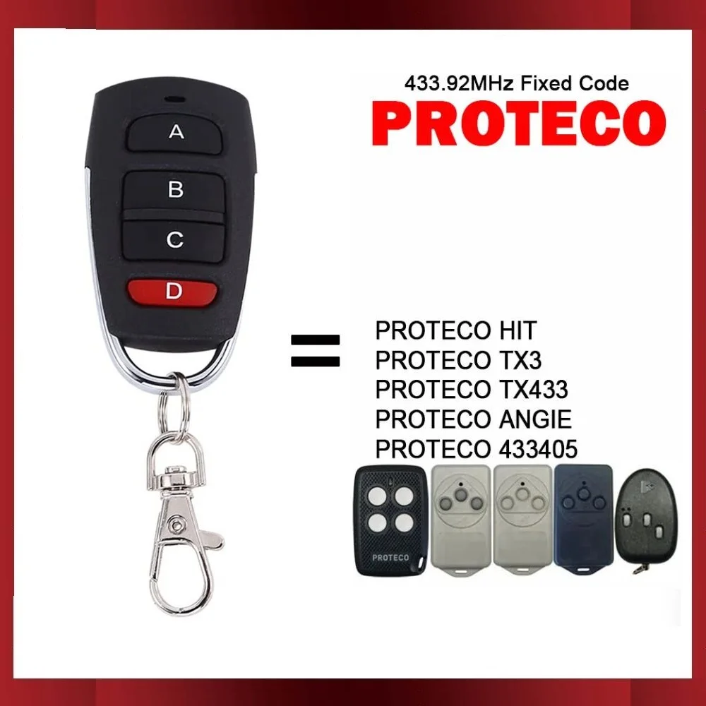 

PROTECO HIT TX3 TX433 ANGIE 433405 Garage Door Remote Control 433MHz Fixed Code PROTECO Remote Control Gate Opener Transmitter