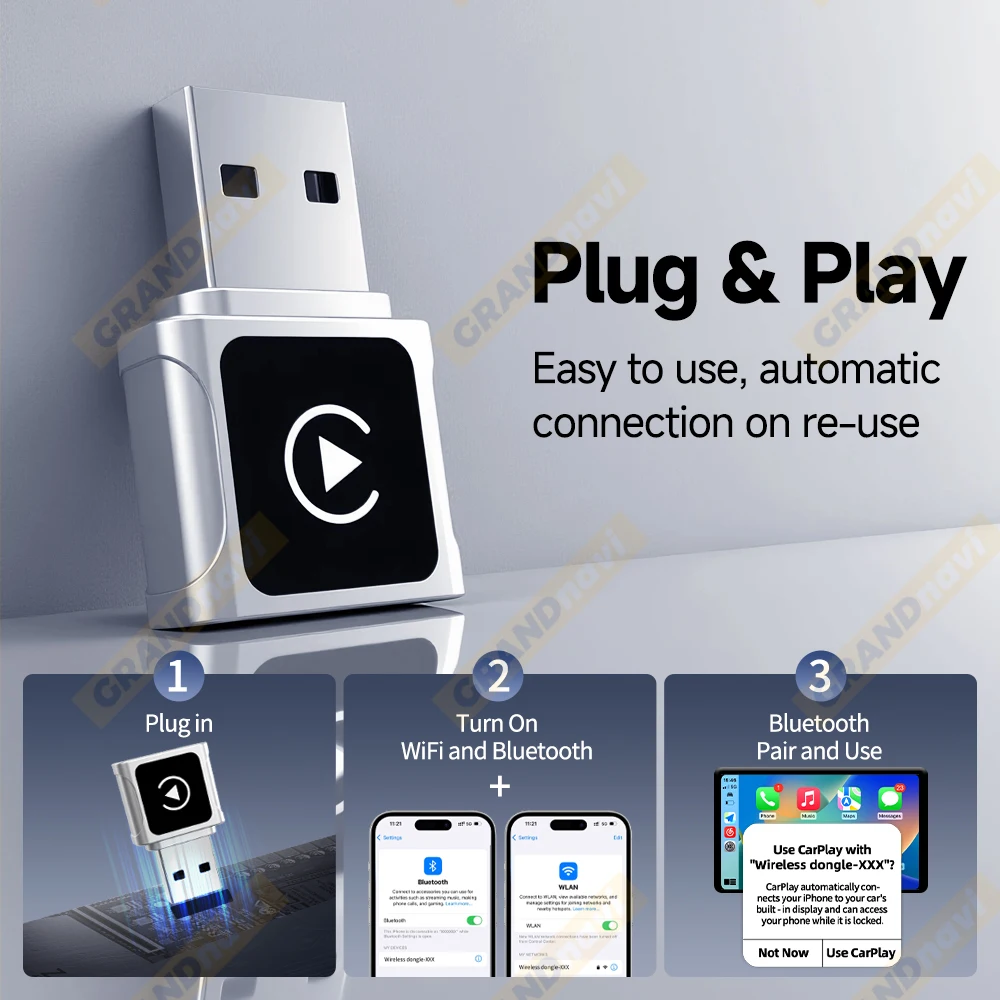 جديد لاسلكي CarPlay أندرويد محول السيارات السلكية إلى اللاسلكية 2 في 1 سيارة صغيرة Ai صندوق لأودي تويوتا VW بيجو التوصيل والشاحب #4