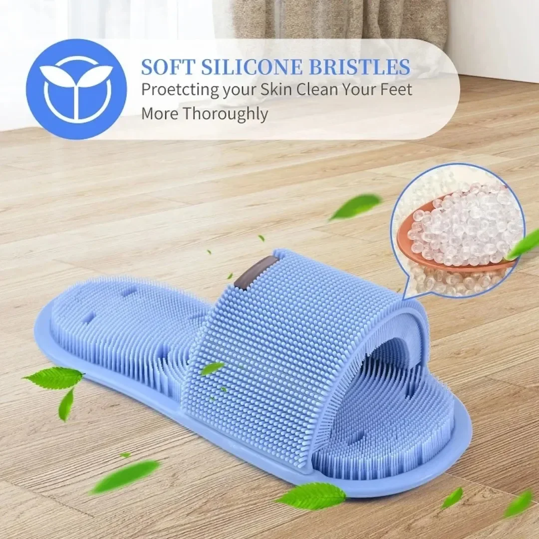 1pc Pantofole per il lavaggio dei piedi magiche Setole a tutto tondo Lavaggio dei piedi in silicone antiscivolo Pantofole per massaggio esfoliante Spazzola per la pulizia del bagno