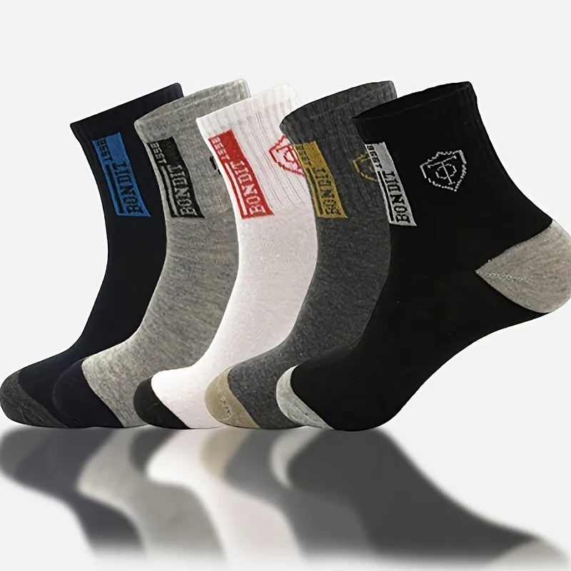 10 Pairs Men\'s All-Season Sports Socks Comfortable Breathable Soft Casual Crew Socks for Daily Wear Autumn Winter