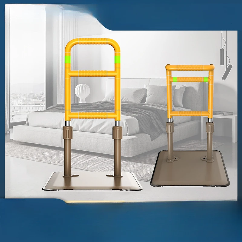 Floor to floor bedside handrail for elderly   Thick handrail frame and guardrail on the bed