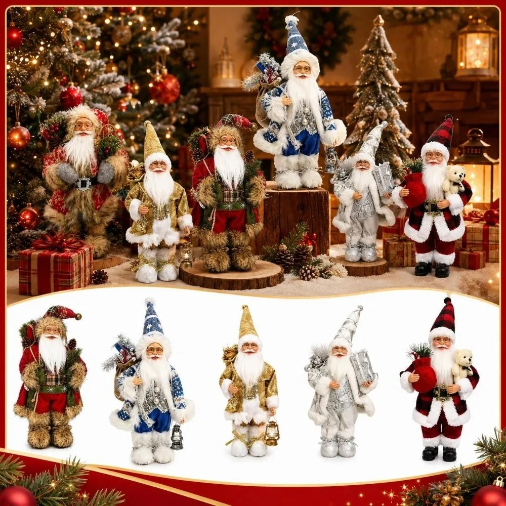 Durable 12 Inch Santa Claus Doll Creative Cute Christmas Ornament 3D Funny Large Santa Figurine Christmas Home Decorations