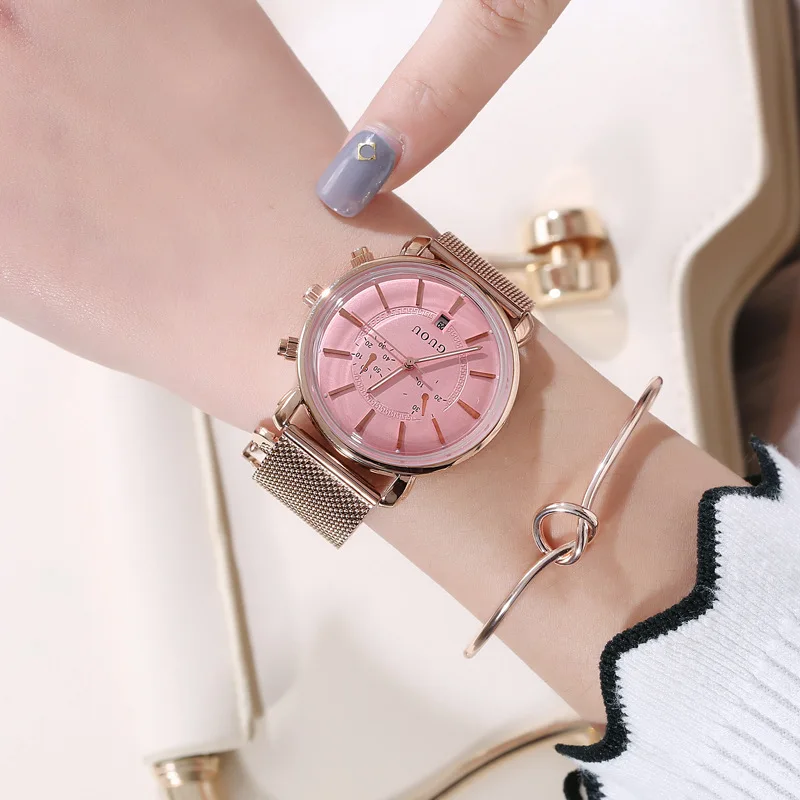 New Arrival Trendy Calendar Quartz Women'S Watch With A Simple Dial Steel Band, And Elegant Design; A Perfect Casual Wristwatch.