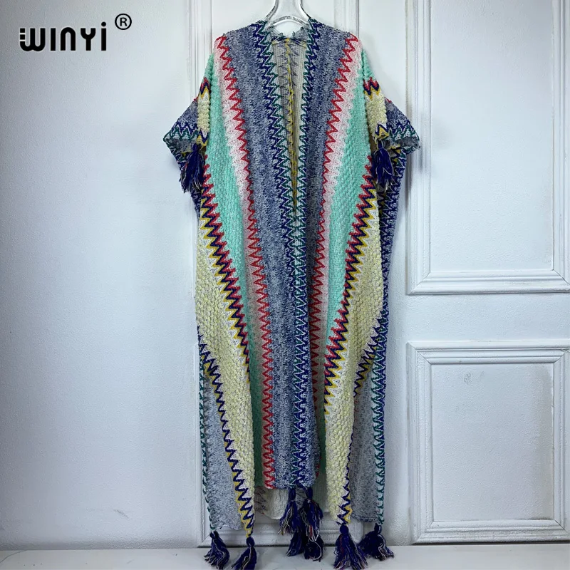 WINYI 202 Winter Women tassel Everyday personality Cardigan coat Loose dress robe longue Thick Warm free size Middle East Kaftan