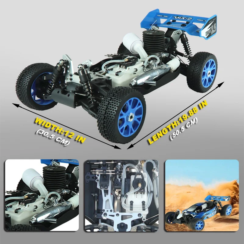 off-road excitement with the VRX Racing RH802 VRX-2 1/8 Nitro RTR 4WD Buggy! Powered by a Force.21 nitro engine