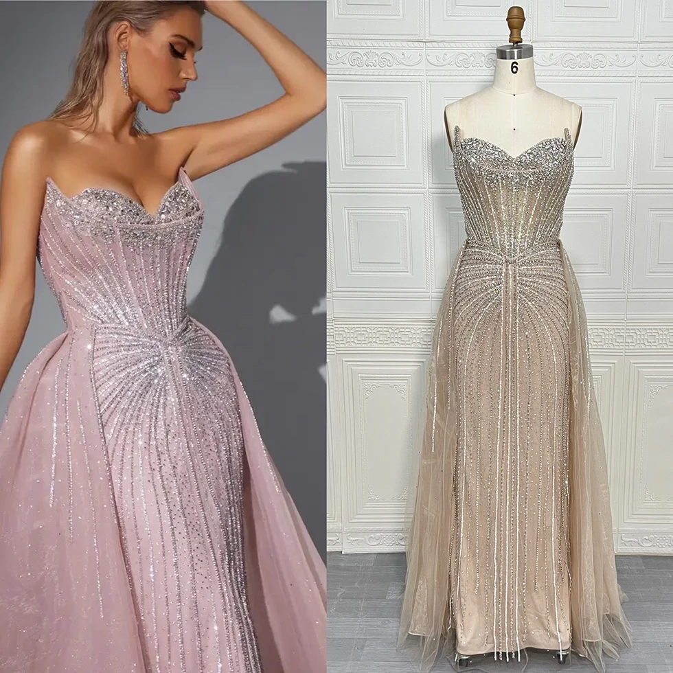 Luxury Beads Mermaid Evening Dress with Detachable Skirt 2025 Sweetheart for Women Formal Prom Wedding Party Gown Customized