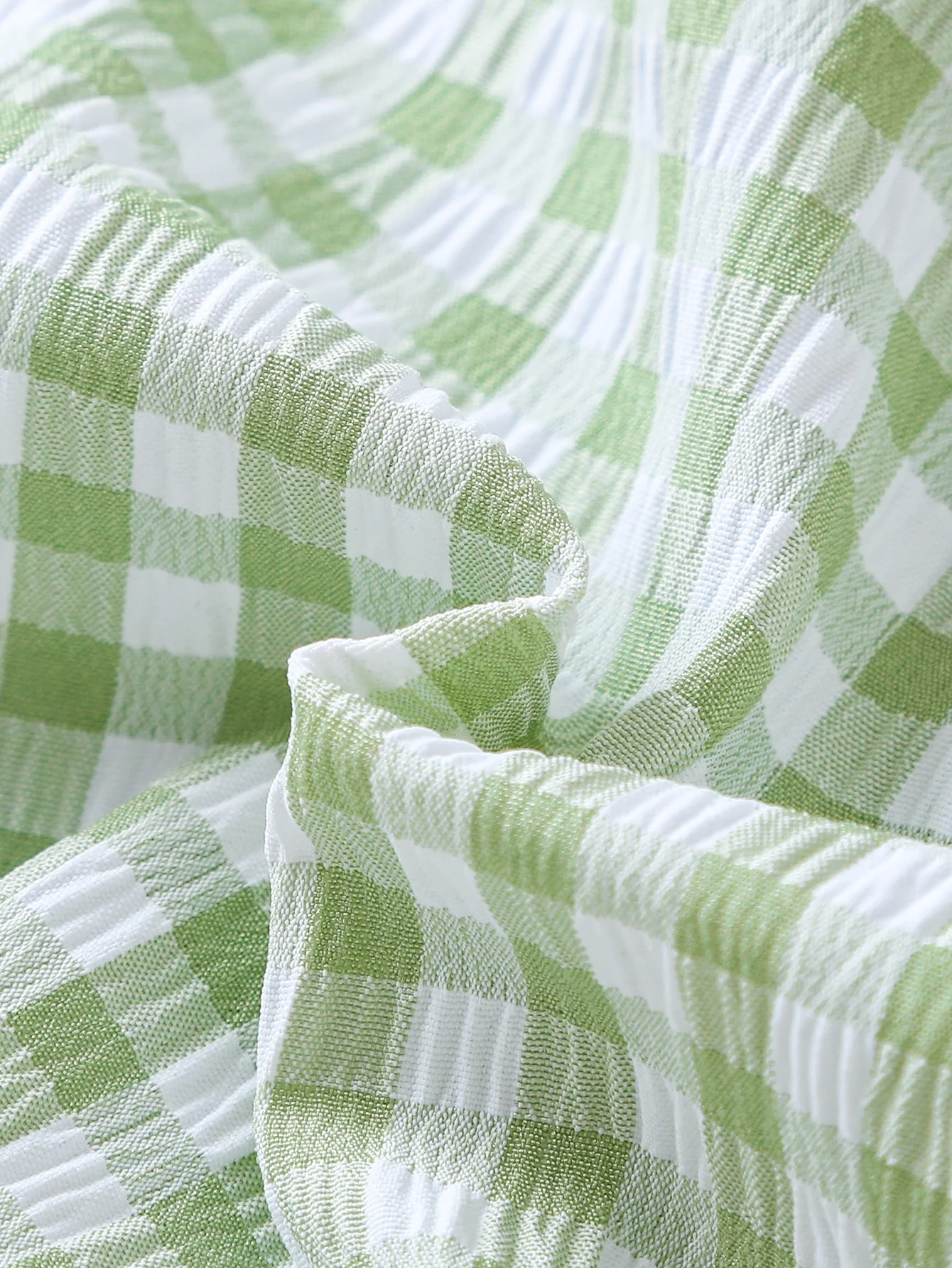 2-teiliges Sommer-Set für Mädchen mit grünem Gingham-Rüschenmuster, ärmelloses Oberteil + Shorts, süßer, lässiger Stil, Alltags-/Outdoor-Bekleidung, 1–6 Jahre, atmungsaktiv – Detail 7