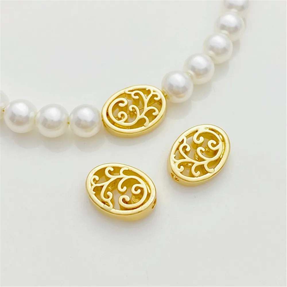 

14K Gold Zirconium Double-layer Butterfly Three-hole Bead Partition Handmade DIY String Pearl Bracelet Material Accessories