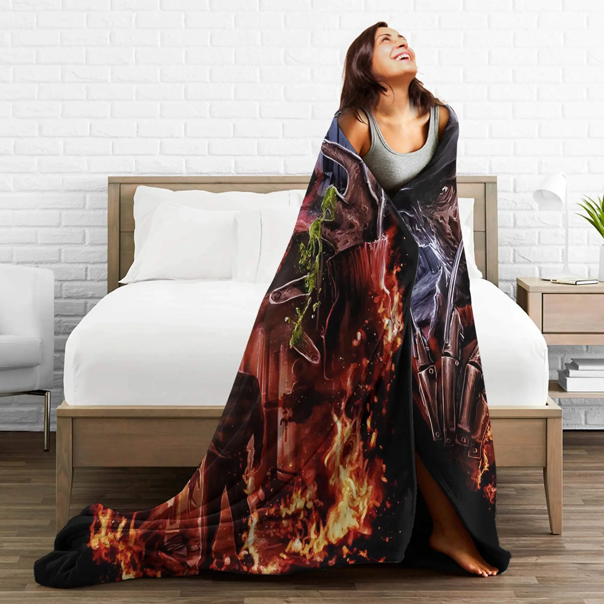 فريدي كروجر هالوين الفن مخيف الرجعية الرعب البطانيات جودة سوبر لينة رمي بطانية الشتاء السفر الأريكة كرسي المفرش #4