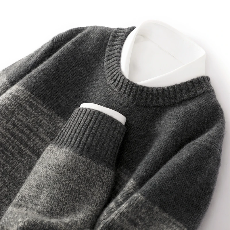 2025秋冬メンズウールニットプルオーバー長袖丸首ジッパーセーター高品質暖かくてファッショナブルなトップス