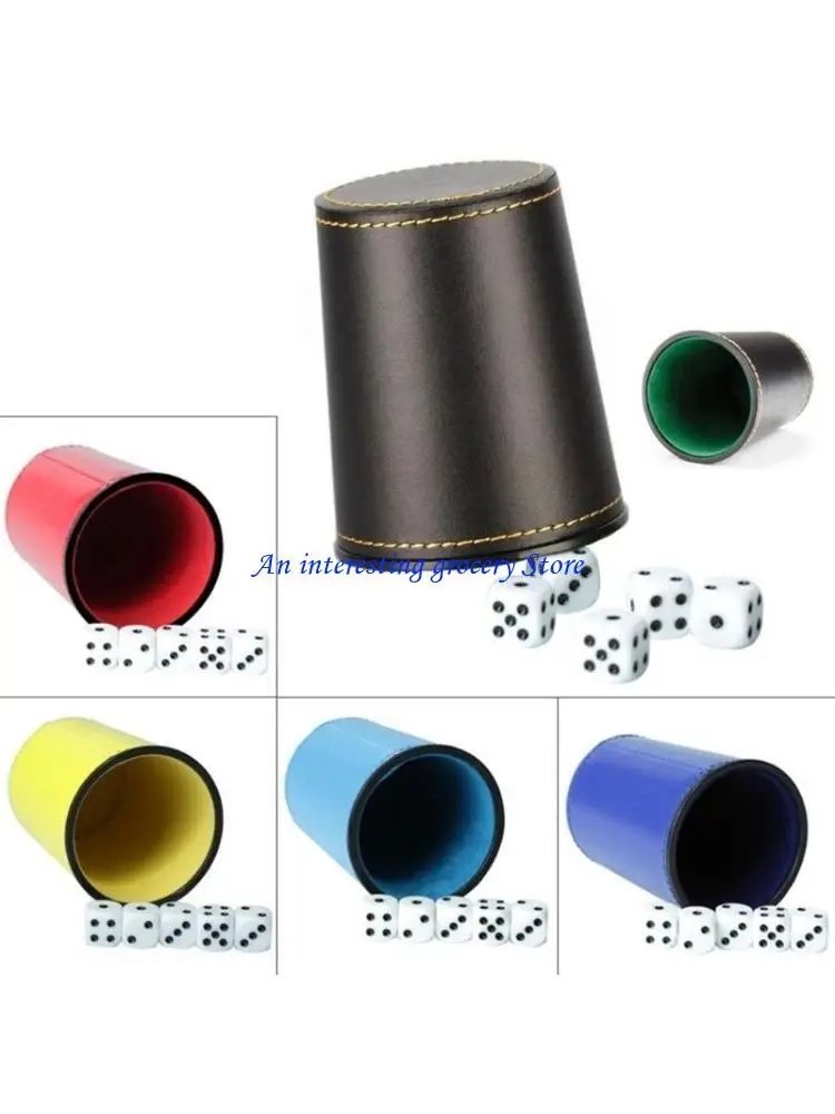 

652D Кубок для кубиков из искусственной кожи, фланелевая внутренняя тихая чашка-шейкер для вечеринок, игр в ночном клубе