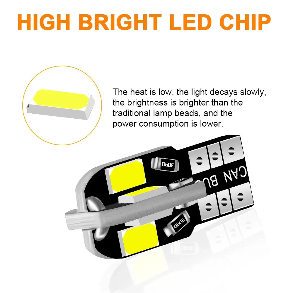 20PCS led Car Interior Bulb T10 White 5730 8SMD LED 12V Car Side Wedge Light White Lamp Auto Bulb Car Style Canbus Error Free