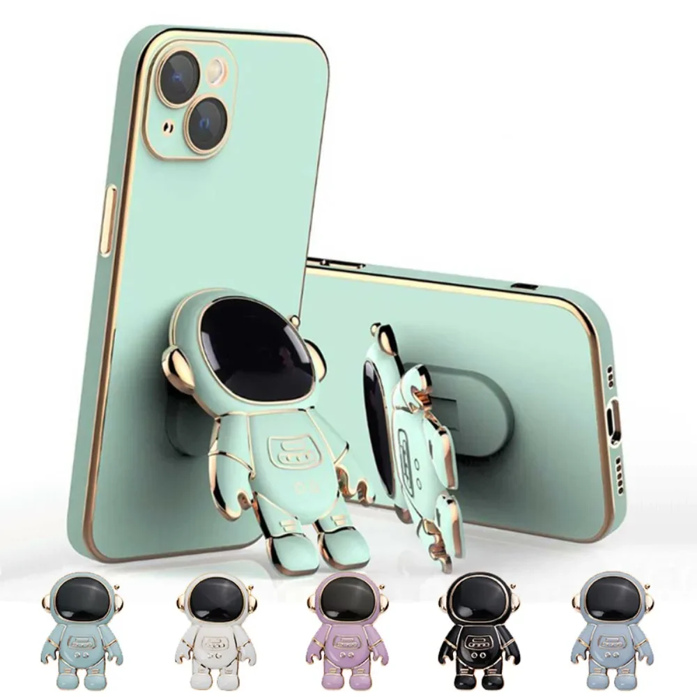 Phone Stand 6D Plating Astronaut Hidden Stand for IPhone Universal 6D Astronaut Foldable Phone Mount Finger Phone Holder Bracket