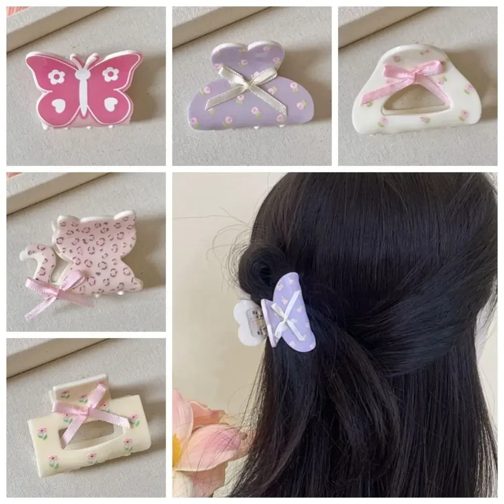 

Cute Sweet Bow Flower Hair Claw Women Girl Bowknot Ribbon Crab Clip Y2k hark Clip Hair Clip Hair Accessories