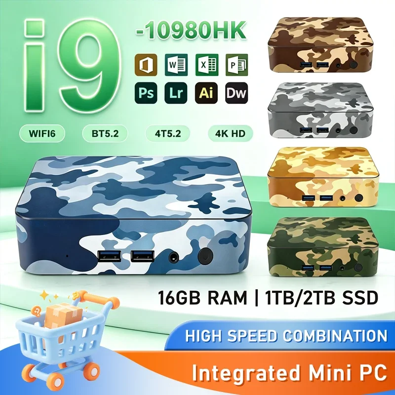 2026 New MINI PC Windows 11 Core I9 10980HK 32GB RAM 1TB 2TB SSD WIFI 6 BT5.2 4K HD Mini Gaming Office Study Pc