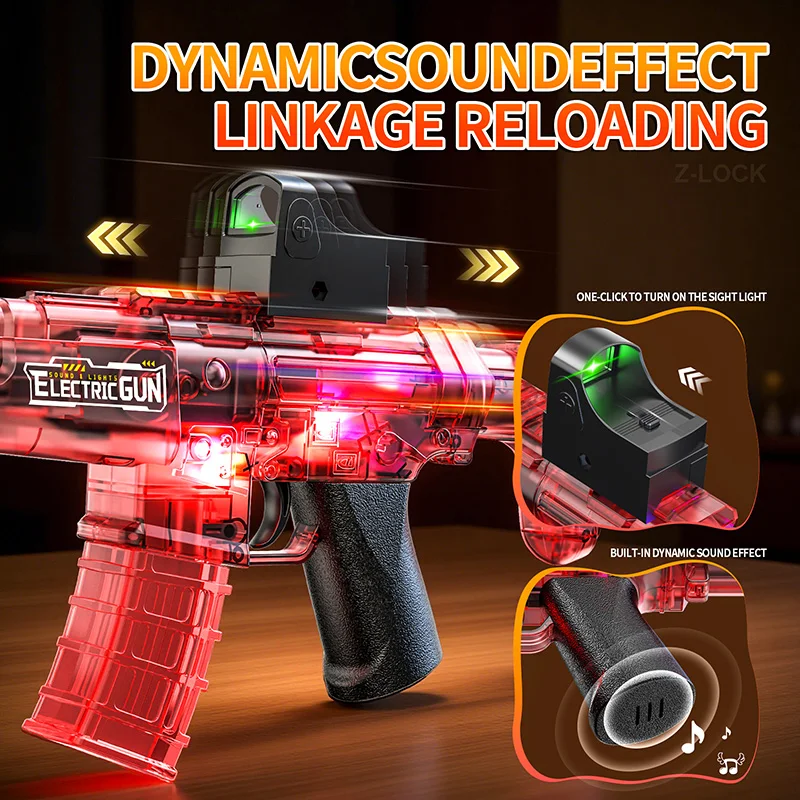 Juegos de disparos para niños, efecto de sonido simulado para fumar y luces Led, pistola eléctrica MP5, juguetes para niños, pistola con Sensor automático