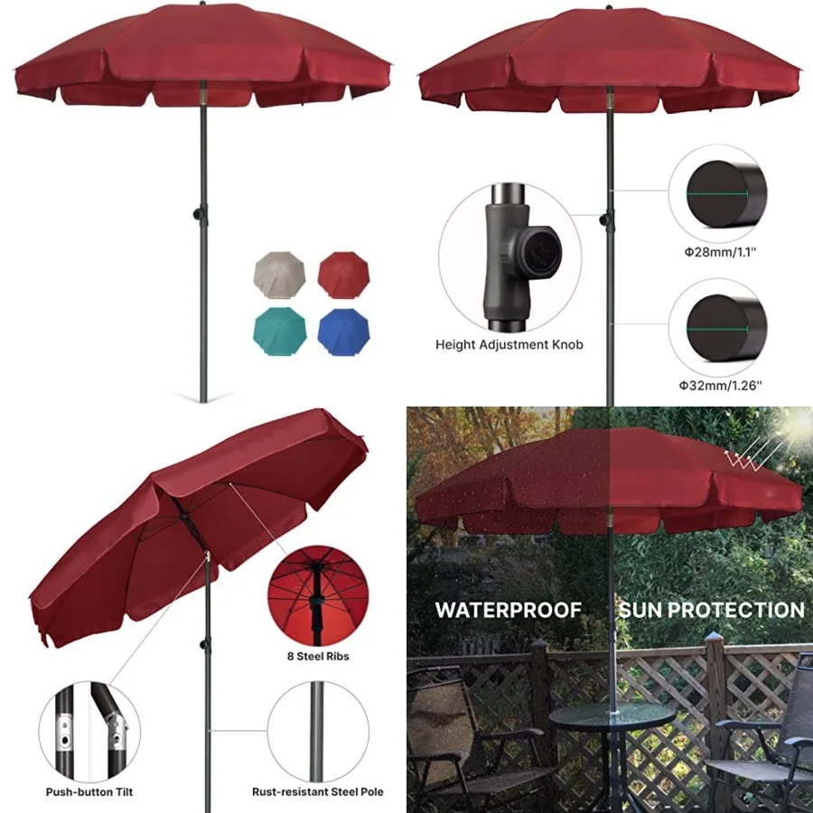 

Patio Umbrella, 6.5 Feet Outdoor Table Umbrella with Tilt Steel Pole, UPF50+ Protection, Great for Outdoor Garden Backyard