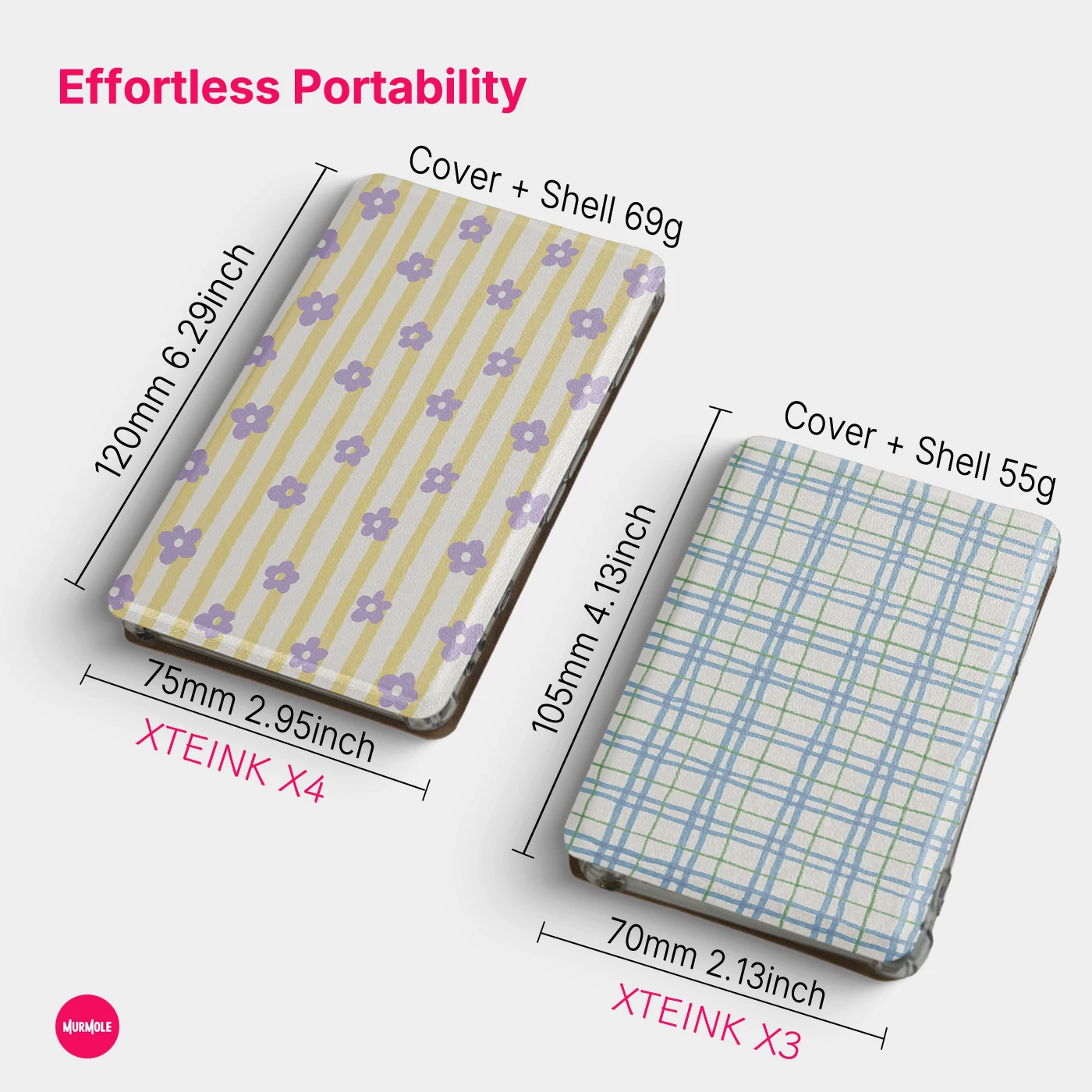 Etui Murmole Floral Stripe z magnetycznym mocowaniem, pasujące do XTEINK X3 X4, przezroczysta tylna obudowa TPU, ochronna nakładka typu folio. — zdjęcie produktu 6