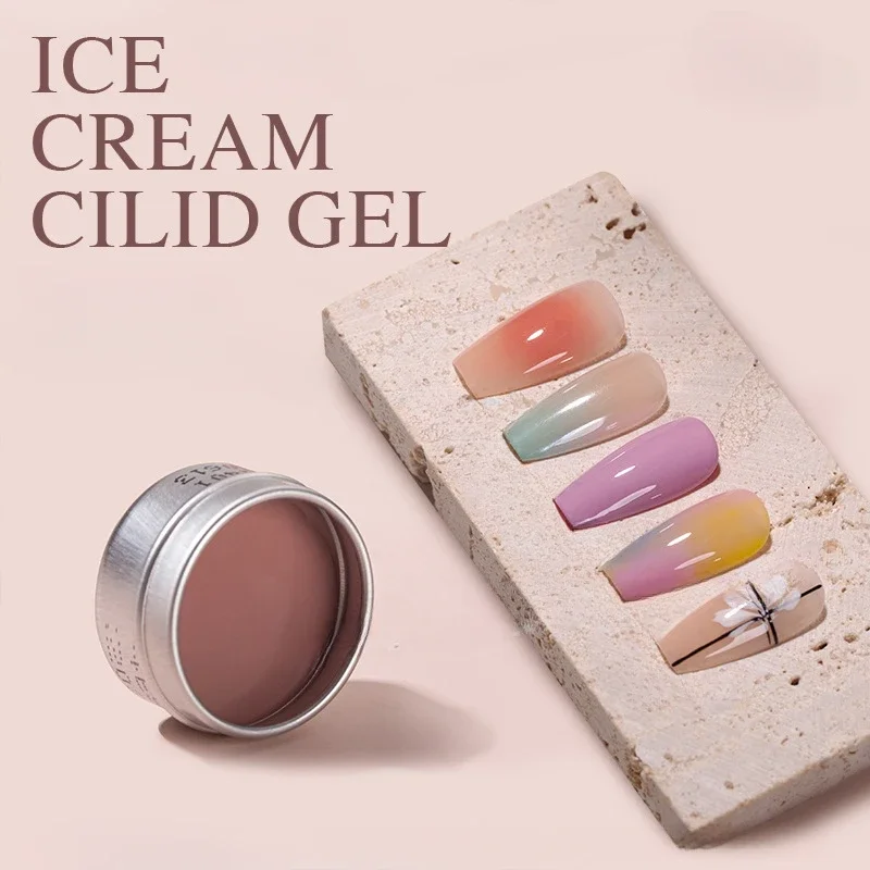 64 Color Solid Nail Polish Glue Ice Cream Texture Nail Glue Nail Pat-glue Blend Gradient Paint Filling Glue Cans Gel Polish