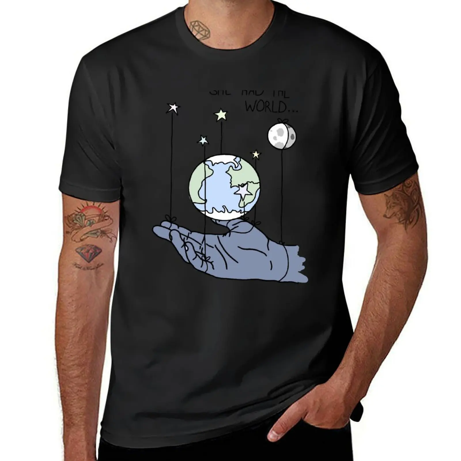 She Had The World Lyrics T-Shirt vintage Aesthetic clothing vintage clothes heavyweights Men's t-shirt