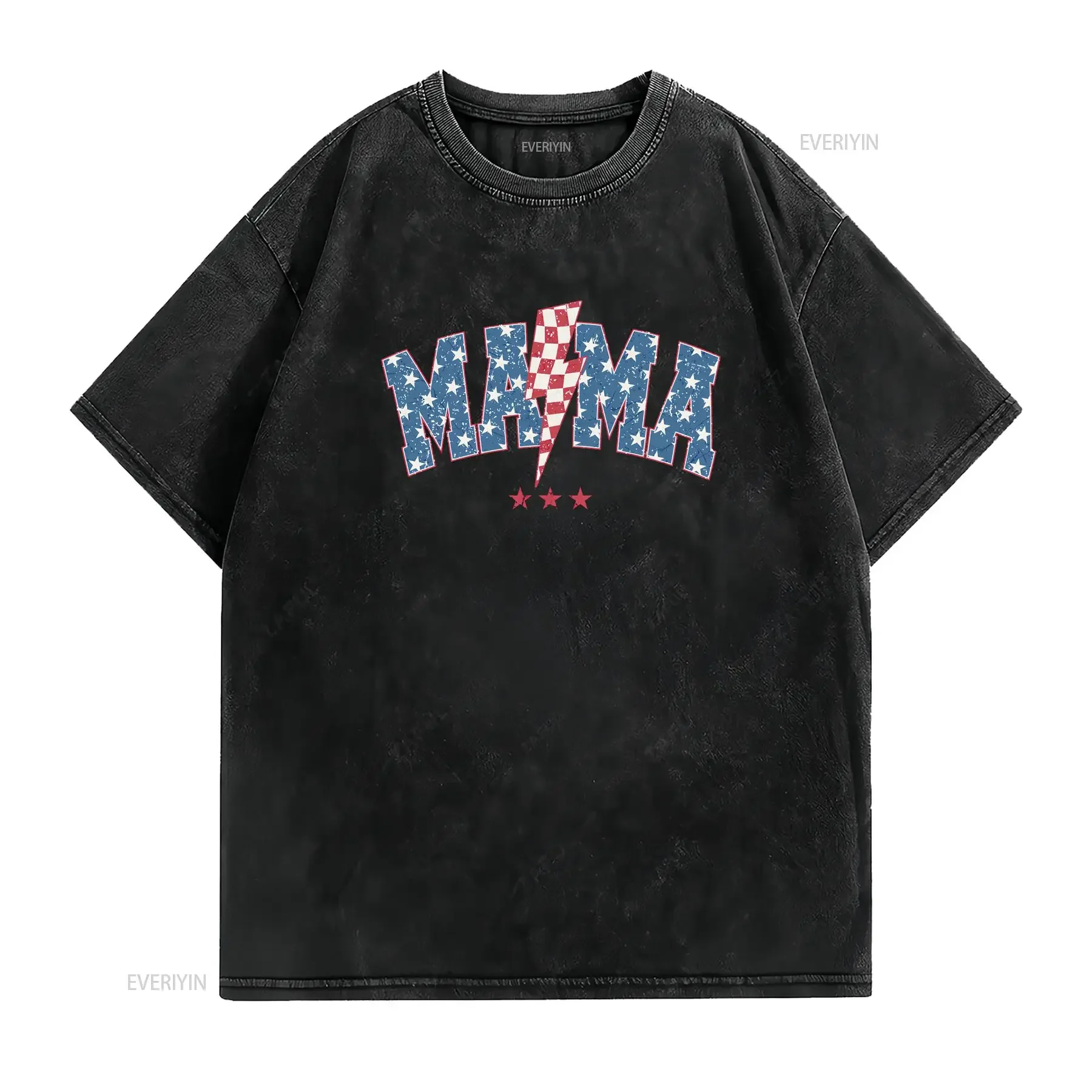 Mama 4th of July T Shirt Patriotic American Mom Fourth Outfit Independence Day vintage Washed Unisex Versatile Stylish