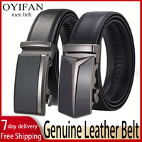 Men's Business Belt Genuine Leather Belt Automatic Buckle Belt Casual Belt 110cm-130cm