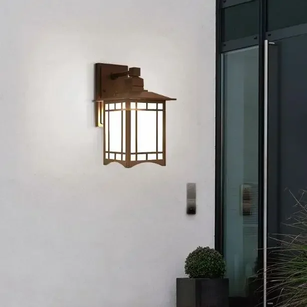 Lámpara de pared para exterior estilo chino simple villa tienda impermeable y a prueba de humedad lámpara LED de aluminio lámpara de pared para balcón