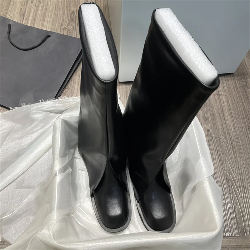 Knee Boots Round Toe Knight Botas Sewing Solid Botas Leather Fashion Modern Shoes Versatile Luxury Design Elegant Winter Autumn