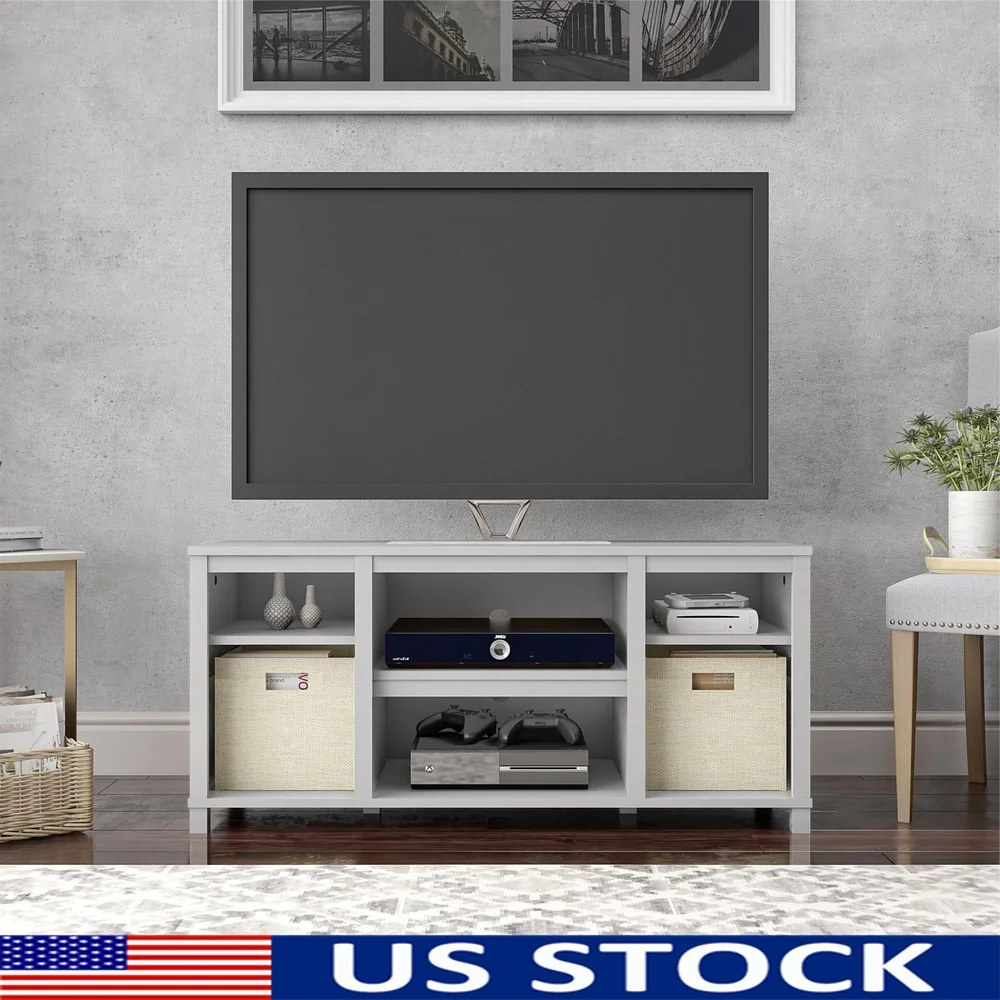 

TV Stand 50in TVs Open Storage Adjustable Shelves Entertainment Center Wire Management Flat Pack Assembly Required Freestanding